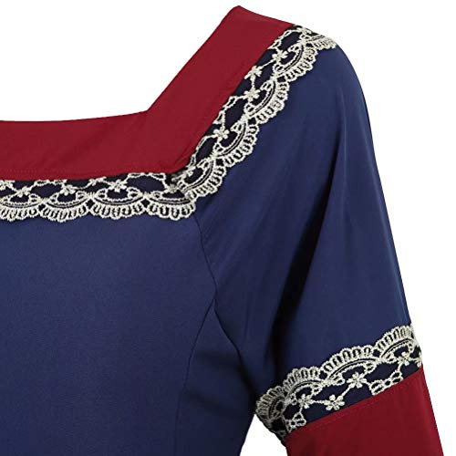 Vestido Medieval Renacimiento Mujer Vintage Victoriano gotico con Manga Larga de Llamarada Disfraz Princesa Azul Oscuro M