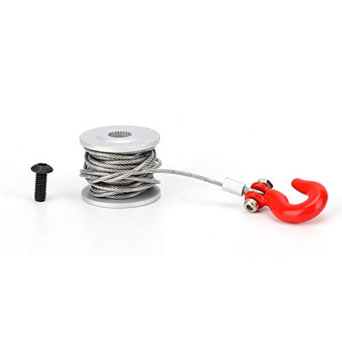 VGEBY 25T Servo Winch Roller, Aleación de Aluminio RC 25T Servo Winch Drum Trailer Hook RC Crawler Winch Actualización Accesorios Plata + Rojo(Plata + Rojo)