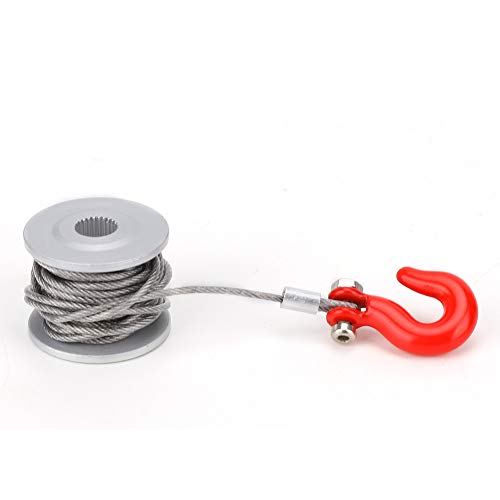 VGEBY 25T Servo Winch Roller, Aleación de Aluminio RC 25T Servo Winch Drum Trailer Hook RC Crawler Winch Actualización Accesorios Plata + Rojo(Plata + Rojo)