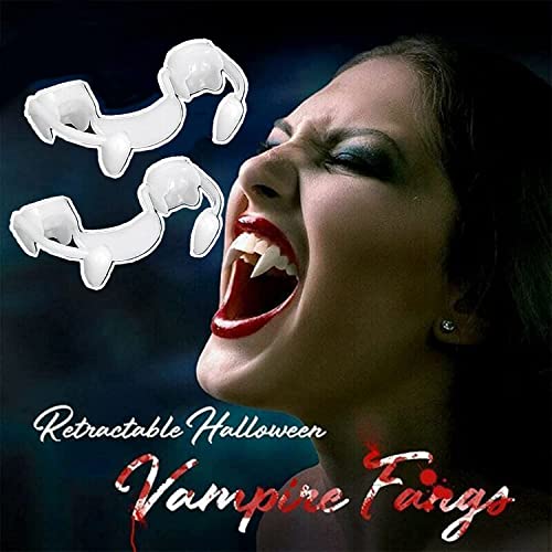 Vibbang 4Piezas Colmillos de vampiro retráctiles de Halloween, reutilizables Spoof Vampire, Dientes falsos de hombre lobo para niños adultos Carnaval de Halloween Fiesta de disfraces Fiesta