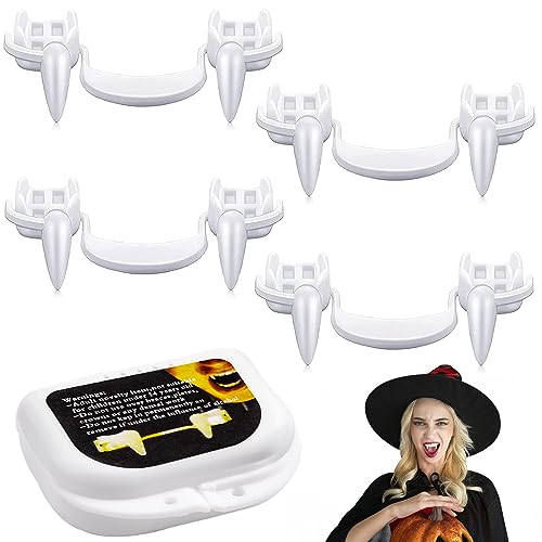 Vibbang 4Piezas Colmillos de vampiro retráctiles de Halloween, reutilizables Spoof Vampire, Dientes falsos de hombre lobo para niños adultos Carnaval de Halloween Fiesta de disfraces Fiesta