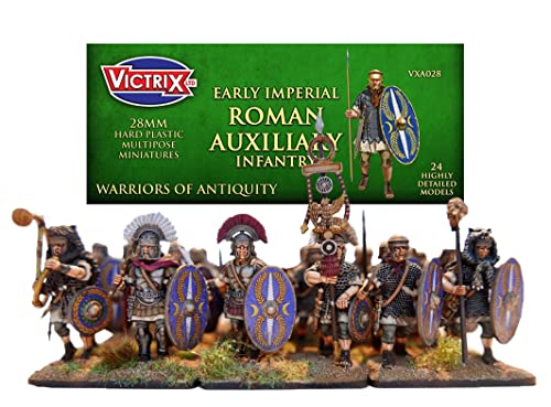 Victrix VXA028 - Infantería Auxiliar Romana Imperial Temprana - Conjunto De 24 Figuras - Miniaturas De Plástico De 28 mm - Guerrero De La Antigüedad