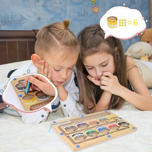 Victse Juego Magnético Laberinto, Juguetes Niños 2 3 4 5 Años, Juguetes Montessori 2 3 4 5 Años, Regalos Cumpleaños Niños 2-5 Años, Juguete Madera Juego Educativo para Niños 2 3 4 5 Años