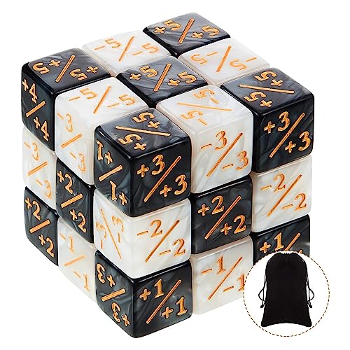 VIDSTW 24 Piezas Contadores de Dados Dados Dados de Fichas Dados de D6 Cubo Dados de Contador de Lealtad con Bolsillos para MTG CCG Uegos de Dados Set (Negro+ Blanco)