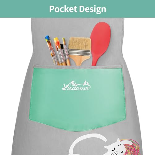 Viedouce Delantal Pintura Infantil Niños Niñas, Delantal Cocina para Niños Impermeable - Ajustable Delantales de Artista Infantil,Delantal Niños para Hornear Artesanía (4-13 Años)