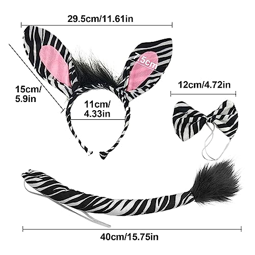 VIKSAUN Zebra Diadema Lazo Tutú Falda Set, accesorios de cosplay juego de disfraz de animal para niños y adultos para actuaciones en Regalos de Fiesta de Cumpleaños (Negro)