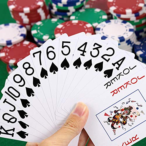 Vinsani Tarjetas de juego de moto, índice estándar de tamaño póker, 4 mazos de cartas (2 rojas y 2 azules), para blackjack, Euchre, Canasta, juego de cartas Pinochle, grado de casino