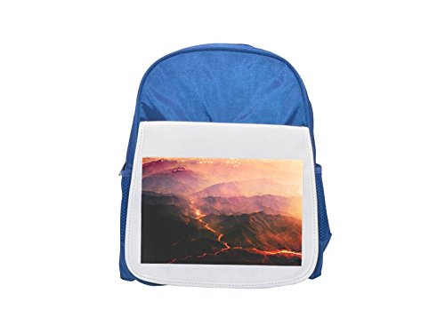 Volcanoes, Magma, lava, Mountains, Hills Printed Kid 's blue Backpack, cute Backpacks, cute small Backpacks, cute Black Backpack, Cool Black Backpack, Fashion Backpacks, Large Fashion Backpacks, Black