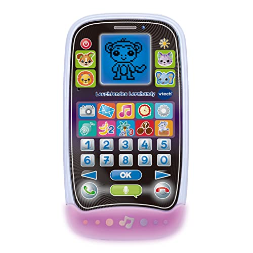 VTech Teléfono Educativo Luminoso – Teléfono Educativo con Lindos Amigos de Animales, emocionantes Juegos de Aprendizaje, Canciones y melodías – para niños de 3 a 6 años (Version Alemana)