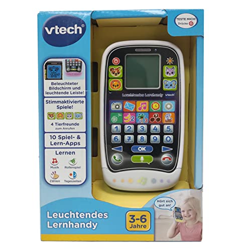 VTech Teléfono Educativo Luminoso – Teléfono Educativo con Lindos Amigos de Animales, emocionantes Juegos de Aprendizaje, Canciones y melodías – para niños de 3 a 6 años (Version Alemana)