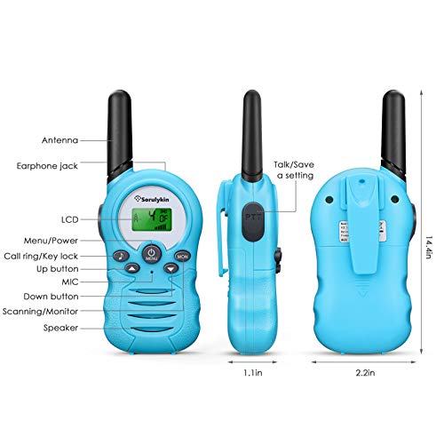 Walkie Talkies para niños de 8 Canales, PMR 446MHZ sin Licencia, hasta 3300 Metros de Alcance, interfono portátil, Radio de 2 vías, Equipo de Aventura para Acampar, Caminar, Juegos, 3 Piezas