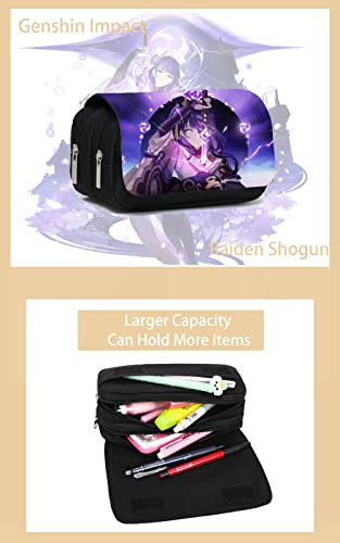 WANGSOAR Genshin Impact Big Capacity Pencil Case Case - Bolsa de Gran Capacidad para Oficina, Escuela Secundaria, Larga duración, con Cremallera, Raiden Shogun, Bolsa Escolar