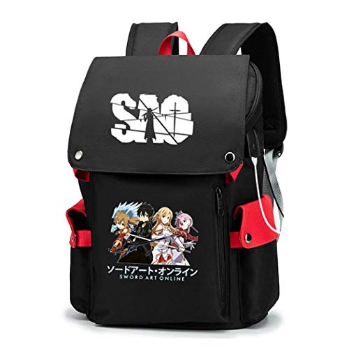 WANHONGYUE Sword Art Online Sao Anime Cosplay Backpack Rucksack Mochilas Escolar Bolsa de Escuela Mochila para Portátil 15.6 Pulgadas Rojo / 4