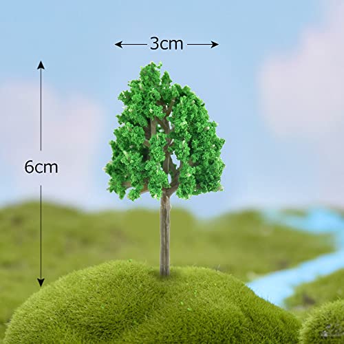 WANTOUTH 25 PCS Arboles Miniatura Modelo Arbol 6cm de Altura Arboles Maqueta de Plastico Arboles Miniatura Naturales Arboles para Diorama Sin Soportes para Paisajes de Bricolaje, Verde y Marrón