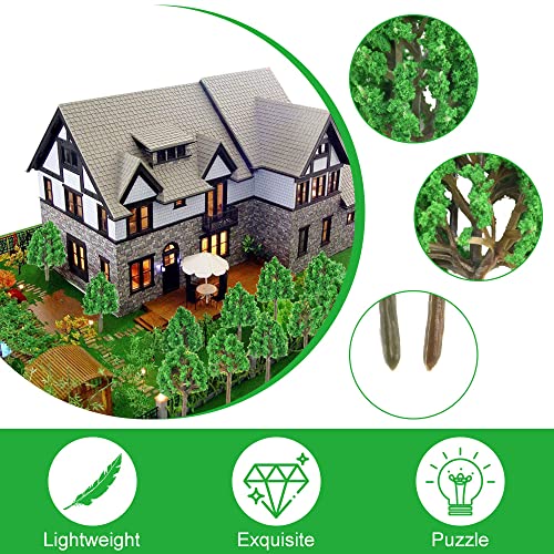 WANTOUTH 25 PCS Arboles Miniatura Modelo Arbol 6cm de Altura Arboles Maqueta de Plastico Arboles Miniatura Naturales Arboles para Diorama Sin Soportes para Paisajes de Bricolaje, Verde y Marrón