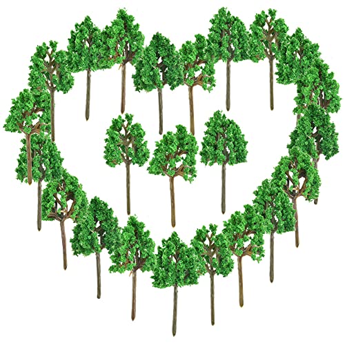 WANTOUTH 25 PCS Arboles Miniatura Modelo Arbol 6cm de Altura Arboles Maqueta de Plastico Arboles Miniatura Naturales Arboles para Diorama Sin Soportes para Paisajes de Bricolaje, Verde y Marrón