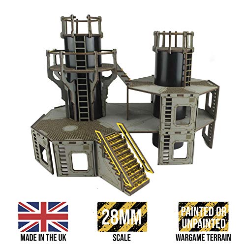 War World Gaming Industry of War Refinería 1 - Sin Pintar – 28mm Escala Terreno Sci-Fi Miniatura Tablero Wargaming Wargame Escenario Guerra Batalla Juego Campo RPG Seguimiento Envío