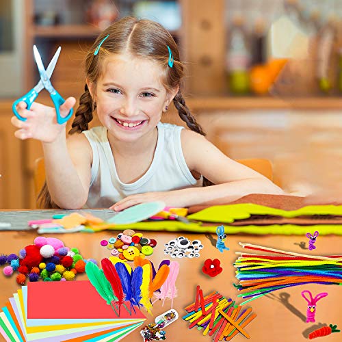 WATINC 800 piezas DIY Art Craft Kits Kids Moderno Kids IQ Design Juguetes Crafting oído Pipe Cleaners, Wiggle Googl Eyes, Pompones Glitter Pom Pomps, Botones, Lentejuelas Party Supplies para niños