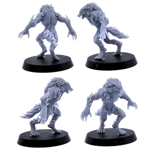 Werewolf Brute - Figura en miniatura de lobos de lobo de 28 mm, Dungeons and Dragons en miniatura, Bestia Guerrero Fantasía Juegos de mesa