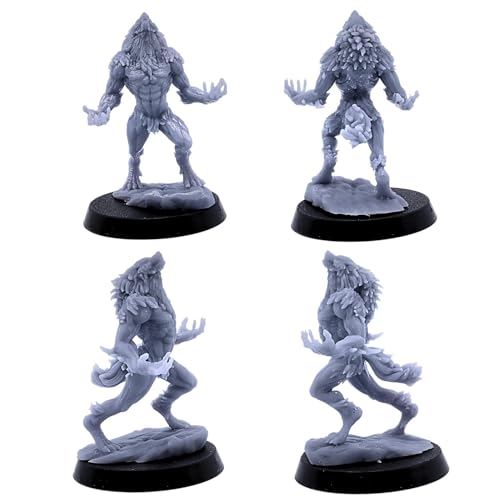 Werewolf Brute - Figura en miniatura de lobos de lobo de 28 mm, Dungeons and Dragons en miniatura, Bestia Guerrero Fantasía Juegos de mesa