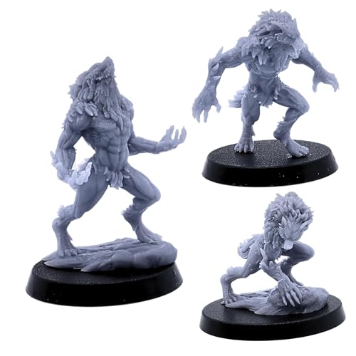 Werewolf Brute - Figura en miniatura de lobos de lobo de 28 mm, Dungeons and Dragons en miniatura, Bestia Guerrero Fantasía Juegos de mesa