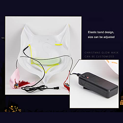 WERTSWF Máscara LED de zorro para Halloween, máscara de luz intermitente, máscara de cosplay para carnavales, máscaras de disfraces, fiestas, rave festival