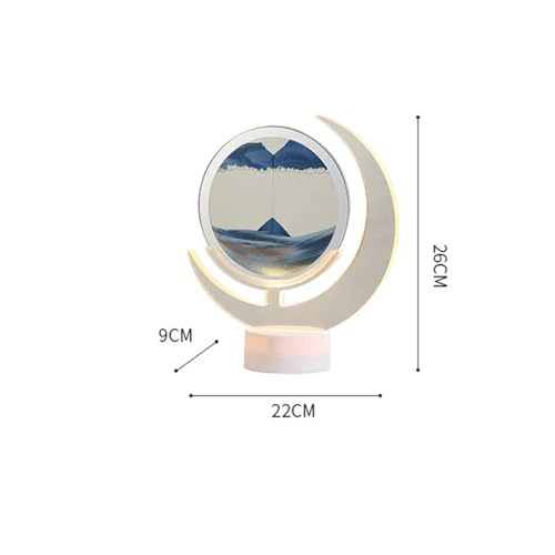 WESTN Imagen De Arte De Arena En Movimiento De Luna, Vidrio Redondo, Paisaje De Arena De Mar Profundo 3D En Pantalla En Movimiento, Marco De Arena Que Fluye, Decoraciones,Verde