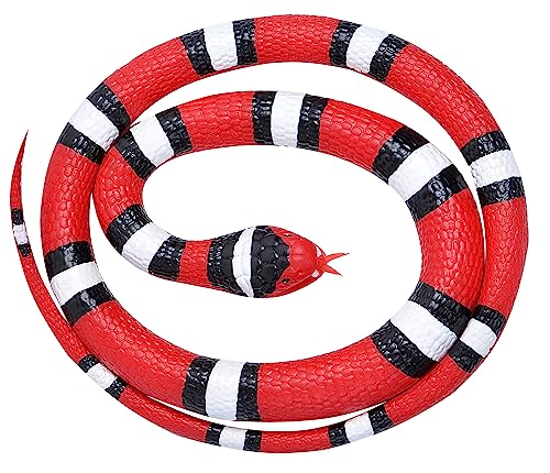 Wild Republic Rubber Snake Escarlata, Serpiente de Goma de Juguete, Serpiente de Broma, Regalo para Niños, Juegos Infantiles Educativos, Muñecos para Regalar, 117 cm