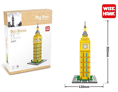Wise Hawk Modelo de Arquitectura para armar con nanobloques. Big Ben de Londres. Tamaño Grande.