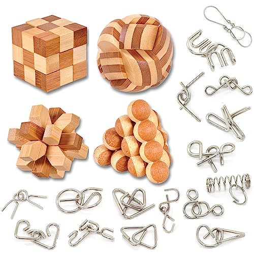 WishesMar 22 Piezas Rompecabezas de Madera y Metal Juego de Ingenio IQ Inteligencia Puzzle Educativos Juguetes para Adultos Niños y Adolescentes Tamaño 5.0CM #3