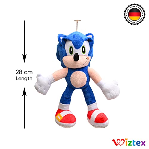 wiztex Juguete de peluche de Sonic el erizo, 28 cm, azul Sonic divertido y cautivador, juguete infantil como juguetes de peluche