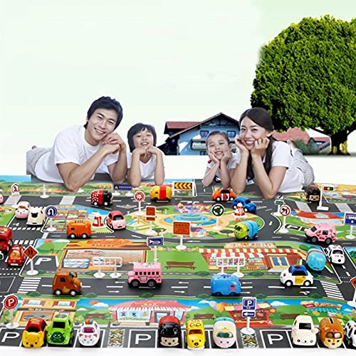 WMLBK Alfombras de juego para niños y vehículos – Alfombra impermeable para juegos de coche – Alfombra de simulación de carretera urbana – Alfombra para coche, ciudad, para escena educativa niño