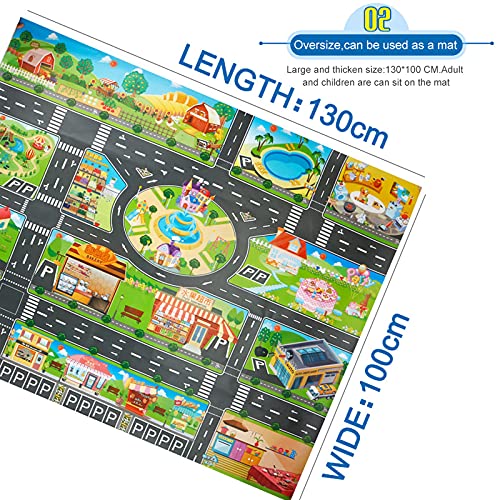 WMLBK Alfombras de juego para niños y vehículos – Alfombra impermeable para juegos de coche – Alfombra de simulación de carretera urbana – Alfombra para coche, ciudad, para escena educativa niño