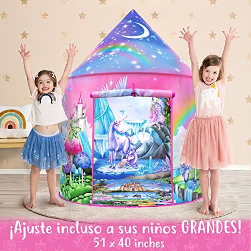 W&O Tienda de campaña de Unicornio arcoíris para niñas con Sonidos mágicos de Unicornio, Juguetes de Unicornio para niñas, Tienda de campaña de Princesa para niñas, Regalos de Unicornios para niñas