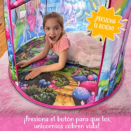 W&O Tienda de campaña de Unicornio arcoíris para niñas con Sonidos mágicos de Unicornio, Juguetes de Unicornio para niñas, Tienda de campaña de Princesa para niñas, Regalos de Unicornios para niñas