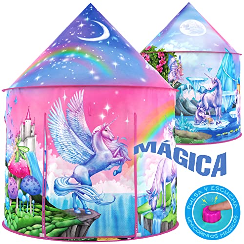 W&O Tienda de campaña de Unicornio arcoíris para niñas con Sonidos mágicos de Unicornio, Juguetes de Unicornio para niñas, Tienda de campaña de Princesa para niñas, Regalos de Unicornios para niñas