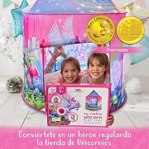 W&O Tienda de campaña de Unicornio arcoíris para niñas con Sonidos mágicos de Unicornio, Juguetes de Unicornio para niñas, Tienda de campaña de Princesa para niñas, Regalos de Unicornios para niñas