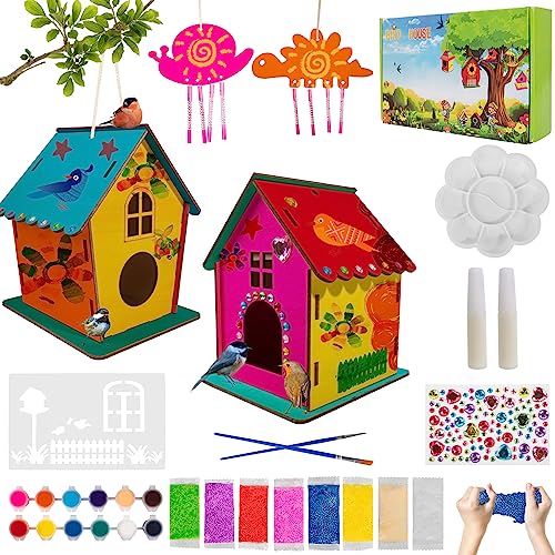 Woltoy 2 Piezas Juguete Pintura Bricolaje Creativa para Niños, Juegos Pintura Bricolaje Casa de Pájaros para Niños, Manualidades, Pequeño Regalo de Cumpleaños para Niños Y Niñas