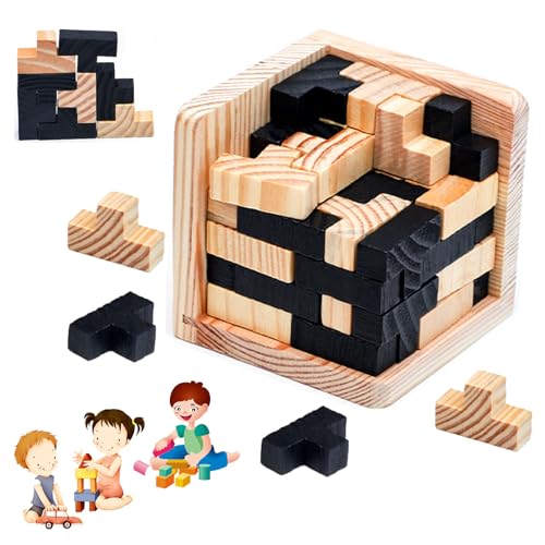 Wooden Intelligence Toy Brain Teaser Game - 3D Wooden Brain Teaser Puzzle, Russian Block Puzzles, Jigsaw Puzzles Christmas, Logic Puzzle Game Challenging Games, For Kids and Adults (B)