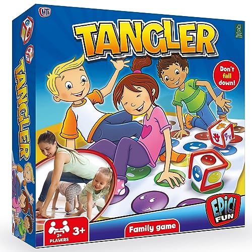 Wowow Toys & Games Tangler Juego de Mesa Familiar | 2 Dados de Colores y Alfombrilla Grande para el Suelo, Gira y Gira tu Cuerpo, no caes