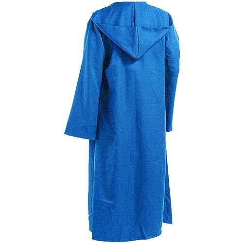 Wudida Capa para Adultos Jedi Knight Robe Reaper Cloak Cape Knight Uniforme con Capucha para Disfraces Halloween Juego rol Capa café 125 CM Azul