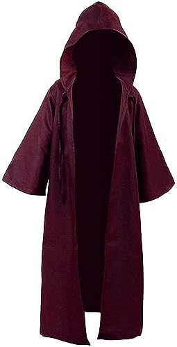 Wudida Capa para Adultos Jedi Knight Robe Reaper Cloak Cape Knight Uniforme con Capucha para Disfraces Halloween Juego rol Capa café 125 CM Café