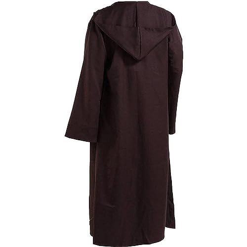 Wudida Capa para Adultos Jedi Knight Robe Reaper Cloak Cape Knight Uniforme con Capucha para Disfraces Halloween Juego rol Capa café 125 CM Café