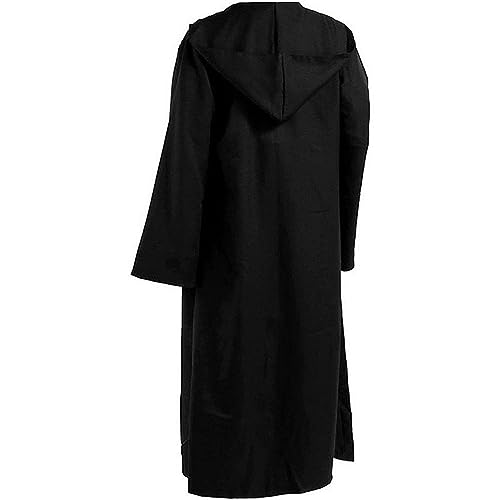 Wudida Capa para Adultos Jedi Knight Robe Reaper Cloak Cape Knight Uniforme con Capucha para Disfraces Halloween Juego rol Capa café 125 CM Negro