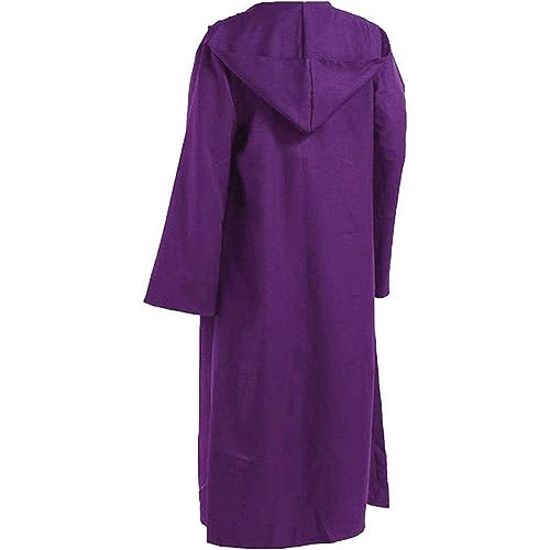 Wudida Capa para Adultos Jedi Knight Robe Reaper Cloak Cape Knight Uniforme con Capucha para Disfraces Halloween Juego rol Capa café 125 CM Púrpura