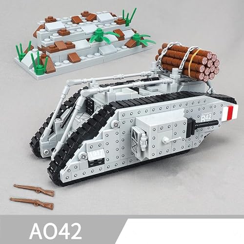 WWI Militar Mark Type IV - Bloques de construcción con minifigura y pieza de arma, 797 unidades, modelo de tanque militar, juego de armas, juguete compatible con Lego