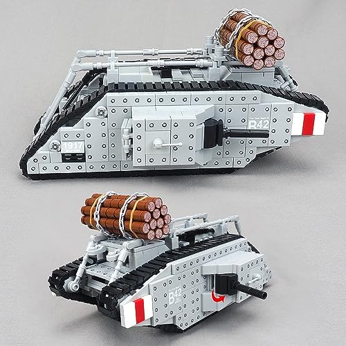 WWI Militar Mark Type IV - Bloques de construcción con minifigura y pieza de arma, 797 unidades, modelo de tanque militar, juego de armas, juguete compatible con Lego