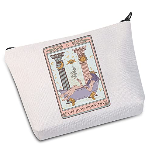 WZMPA Sacerdotisa Tarot Card Cosmético Maquillaje Bolsa de Maquillaje Bruja Tarjeta de Tarot Regalo Amante La Alta Sacerdotisa Maquillaje Cremallera Bolsa Para Tarot Lector de Tarot Adivinador, Alta