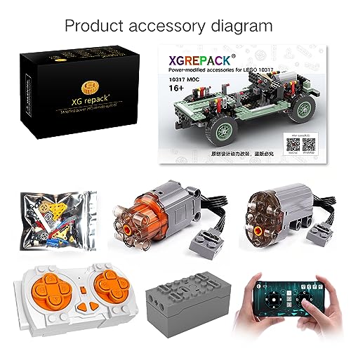 XGREPACK Kit de motor a control remoto para Lego Icons Land Rover Classic Defender 90 10317 Juego de coche MOC Creative DIY Motor Building Set (no incluye modelo de coche)