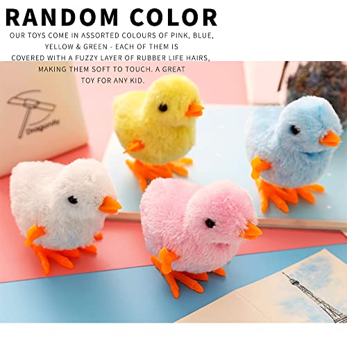 XiXiRan 6Pcs Juguetes de Cuerda de Pascua - Pollitos Juguete para Pascuas, Pollito de Pascua Juguete de Cuerda de Peluche Pollo Saltando Juguetes Mecánicos, Regalos de Pascua para Niños